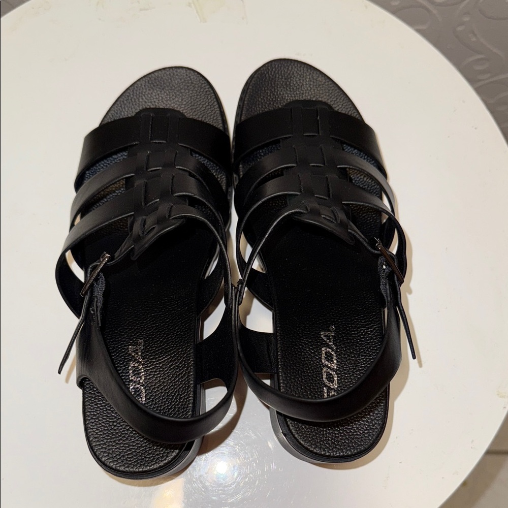 Soda Black Strappy Sandals